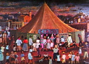Fulvio Pennacchi. O circo. Óleo sobre madeira. 70x50cm. 1942